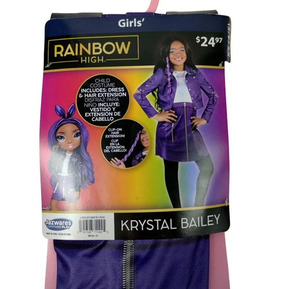 Girls XS Rainbow High Krystal Bailey Costume Set
